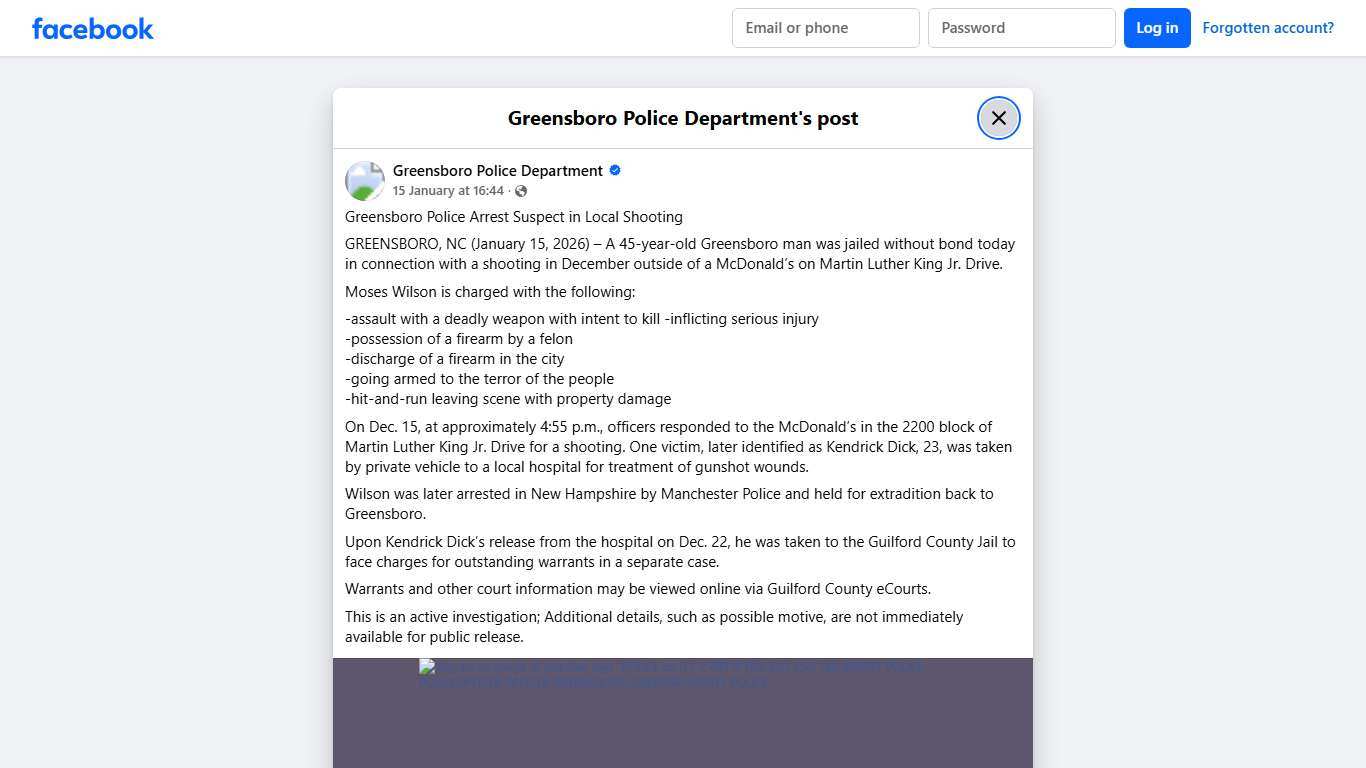 Greensboro Police Arrest... - Greensboro Police Department Facebook